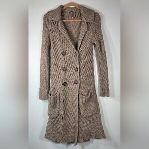 FREE PEOPLE LOVE ALPACA WOOL DUSTER LONG CHUNKY CARDIGAN.